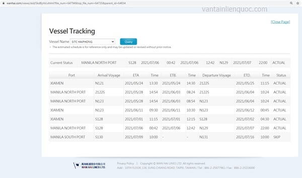 wanhai vessel tracking